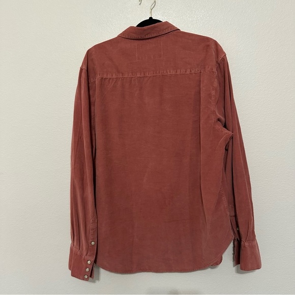 True grit men’s snap button corduroy dress shirt pink clay  M medium Sundance - Picture 4 of 4